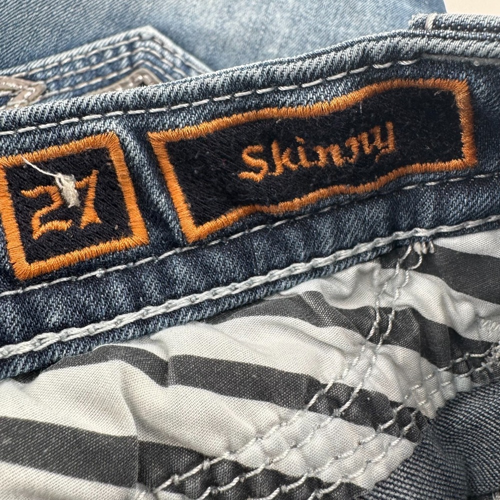Rock Revival Tali Skinny Jeans WOMENS Blue Embellished Denim SIZE 27 x 29 - Picture 10 of 13